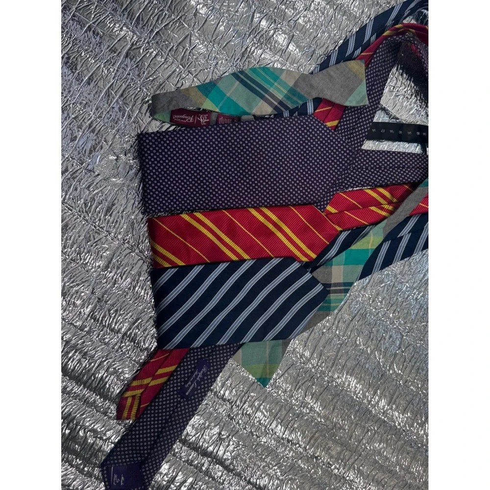 Lot of 4 Mens Ties Ralph Lauren Brooks Brothers 346 Original Penguin Silk Plaid